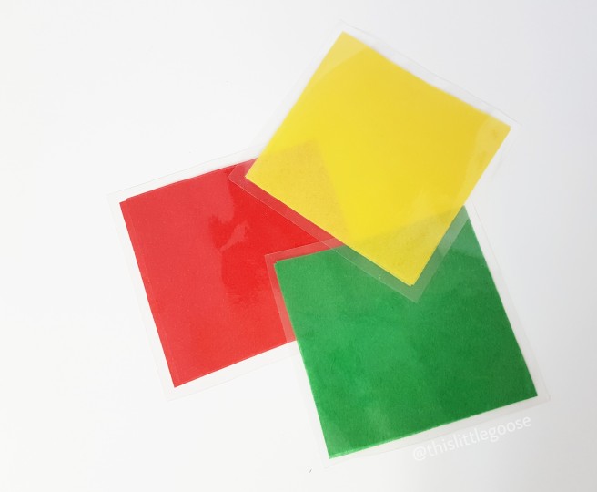 Red green yellow tissue paper laminated